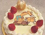 デコレーションケーキ　ショベルカー